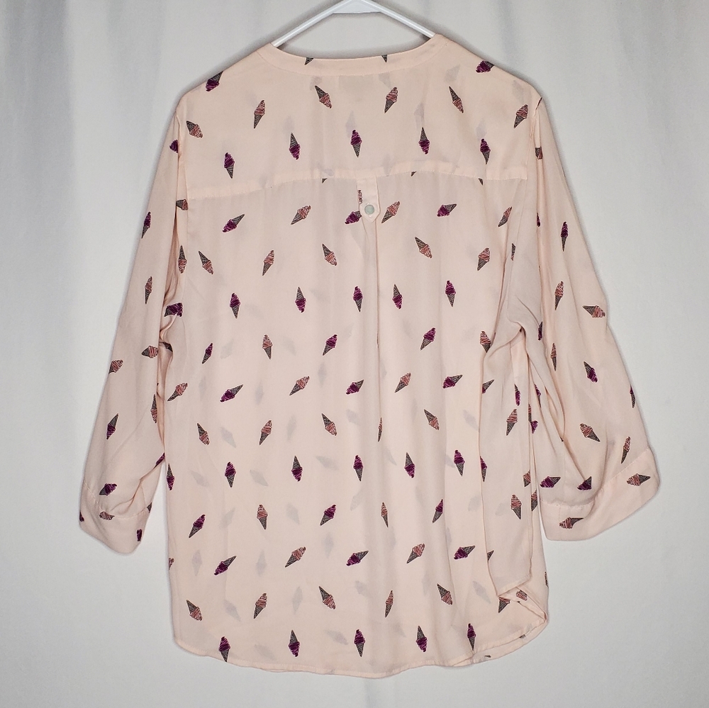 Torrid Harper 1 1X Pink Ice Cream Print‎ Chiffon Popover Blouse Office Dopamine - Picture 3 of 7